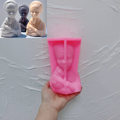 Afro Women Holding Baby Bust Candle Mould