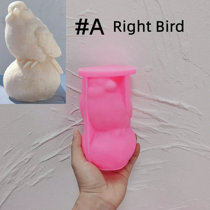 Sitting On Stone Bird Silicone Candle Mould