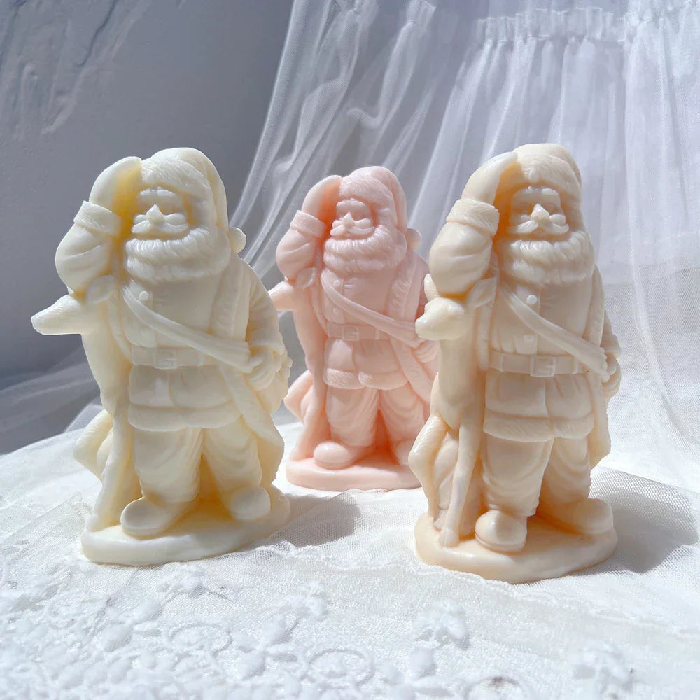 Deer Santa Claus Candle Mould - Christmas Art Sculpture