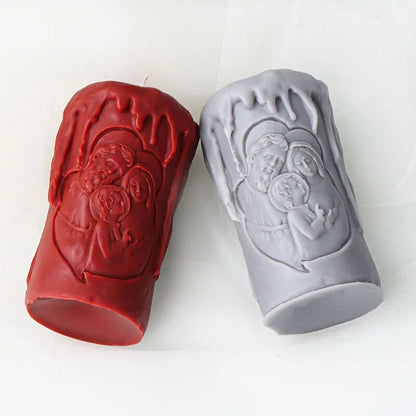 Cylindrical Jesus Family Candle Mould