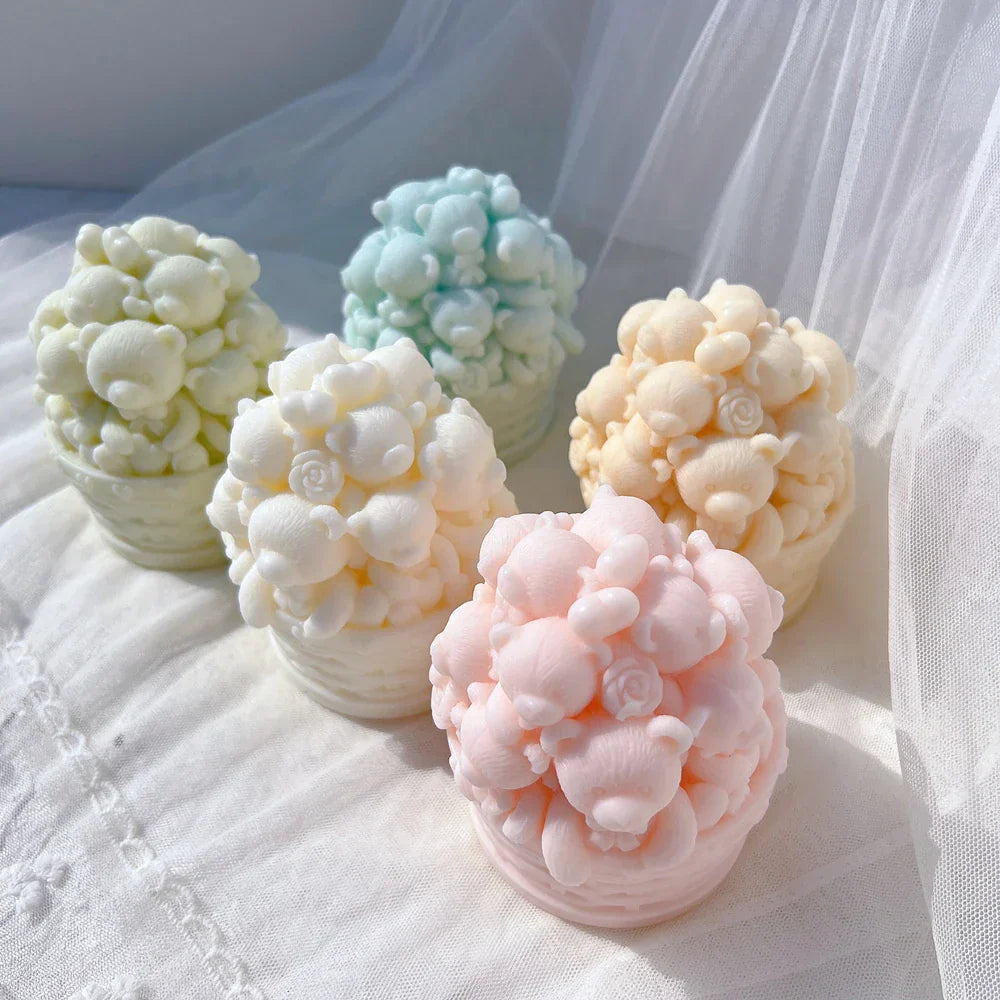 Cute Bear Basket Candle Mould