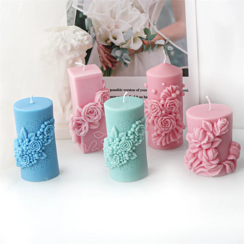 Rose Column Candle Silicone Mould