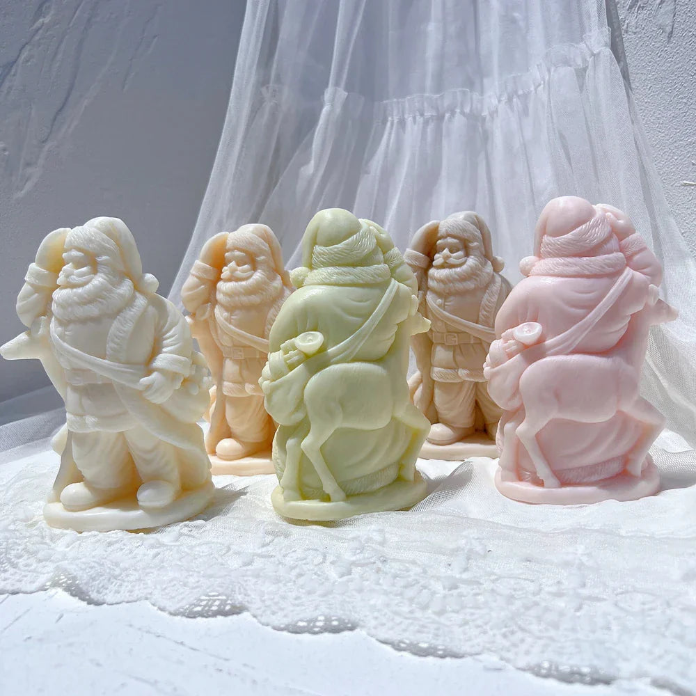 Deer Santa Claus Candle Mould - Christmas Art Sculpture