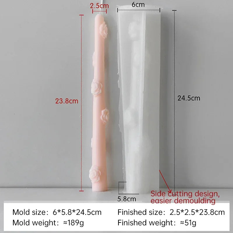 Flowers Pattern Candle Stick Silicone Mould