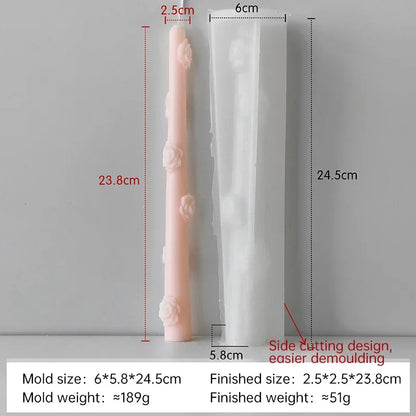Flowers Pattern Candle Stick Silicone Mould