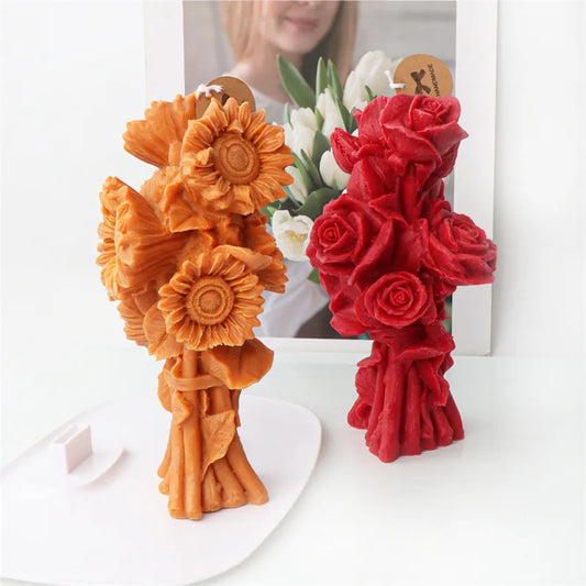 Sunflower and Rose Bouquet Candle Mould
