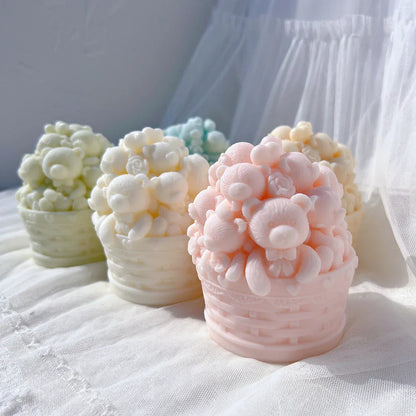 Cute Bear Basket Candle Mould