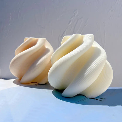 Big Size Geometric Wave Twirl Candle Mould