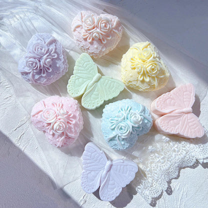 Rose Flower Lace Heart Candle Mould Valentine's Day Gift