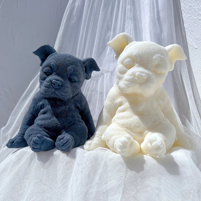 Sitting Sleeping Boston Terrier Puppy Candle Mould