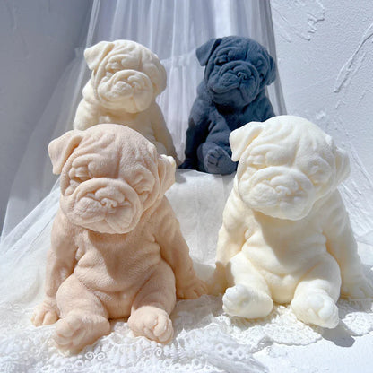 Sitting Sleeping Bulldog Puppy Candle Mould