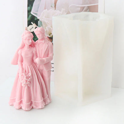 Bride and groom Wedding Ceremony Candle Mould Silicone