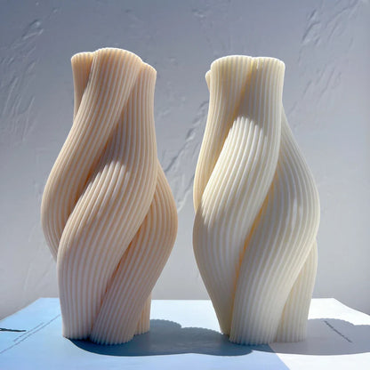 Ribbed Pillar Swirl Candle Moulds - Wave Twirl Spiral