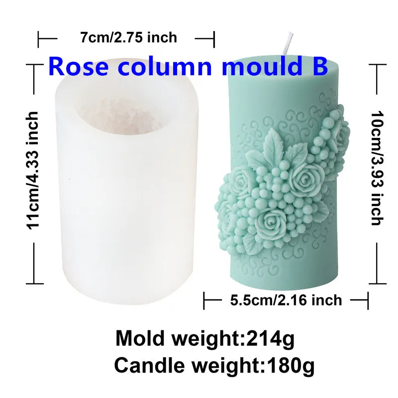 Rose Column Candle Silicone Mould