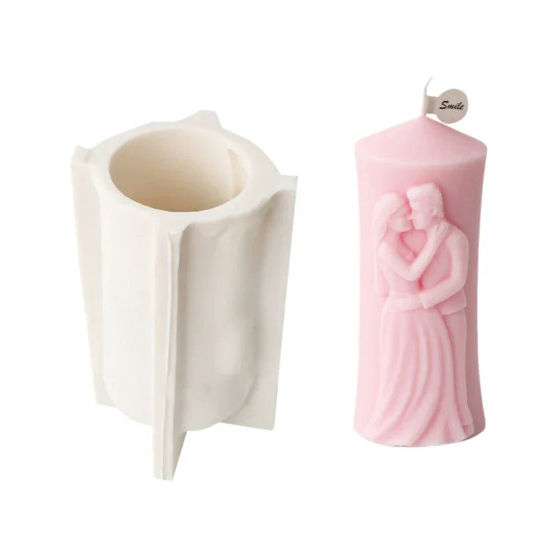Embossed Married Couple Silicone Candle Mould