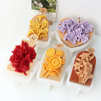 3D Flower Shape Scented Candle Silicone Mould