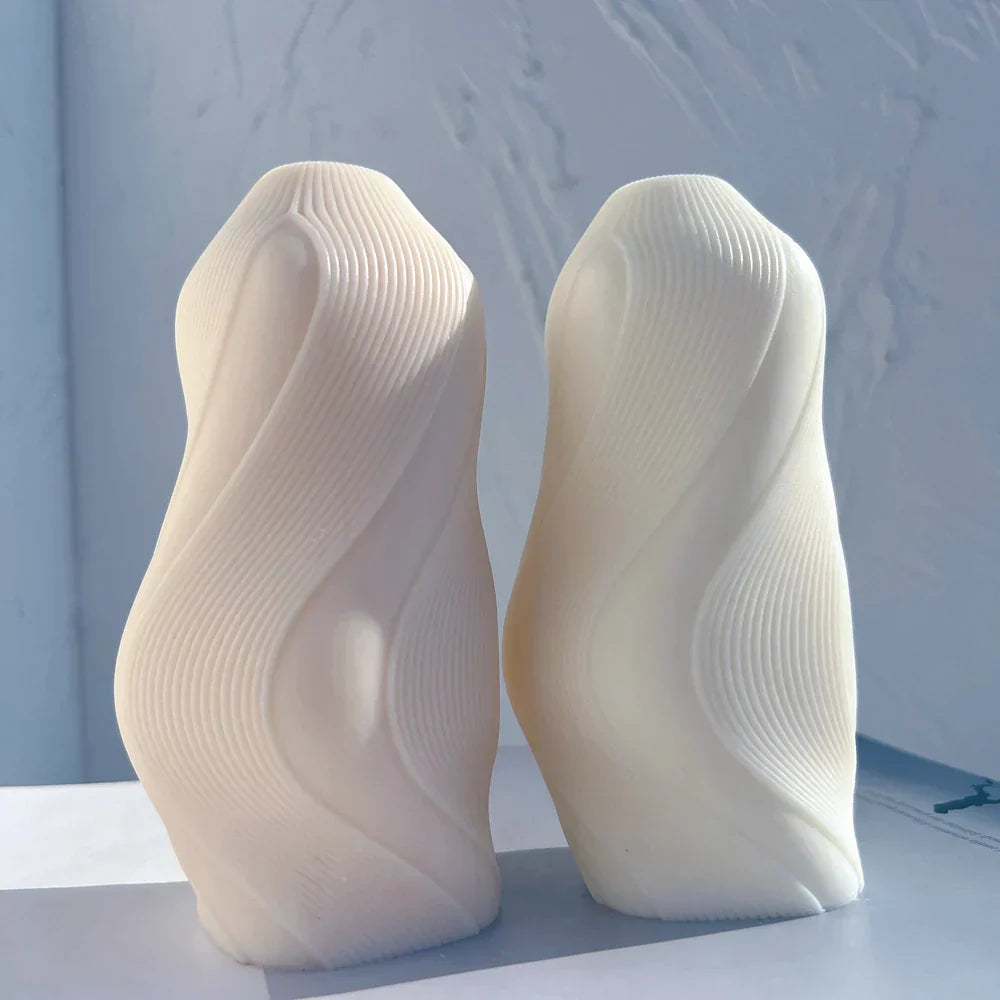 Unique Wave Twirl Ribbed Candle Mould