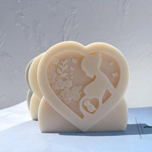 Heart Shaped Figurine Mother Candle Mould