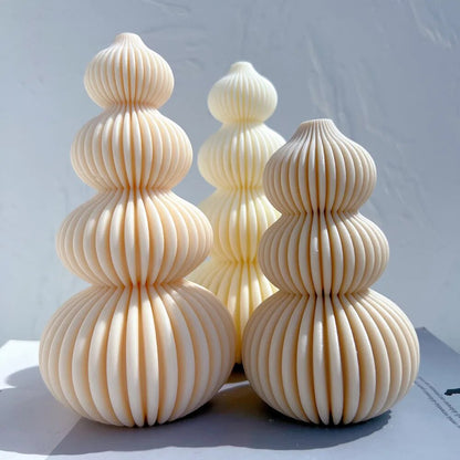Ball Ribbed Christmas Tree Candle Moulds