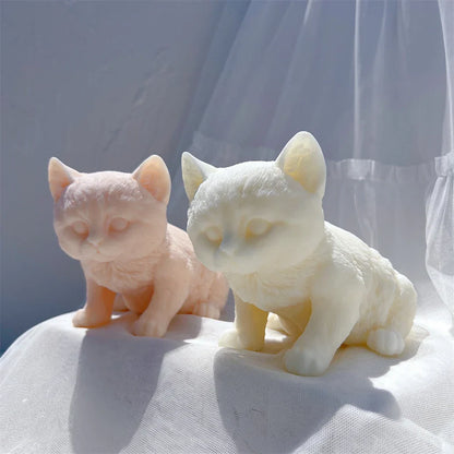 Kitten Sitting Statue Silicone Candle Mould
