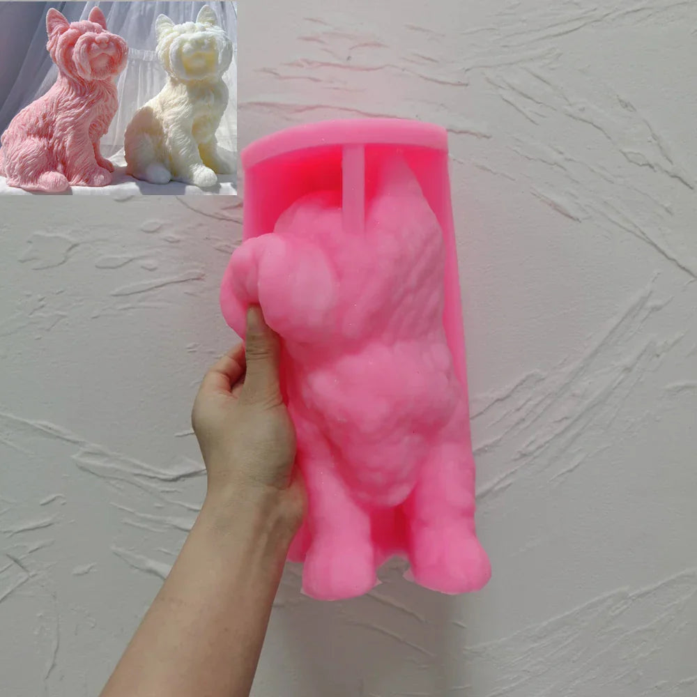 Yorkshire Terrier Dog Statue Candle Silicone Mould