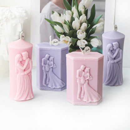 Embossed Married Couple Silicone Candle Mould