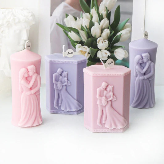 Embossed Married Couple Silicone Candle Mould