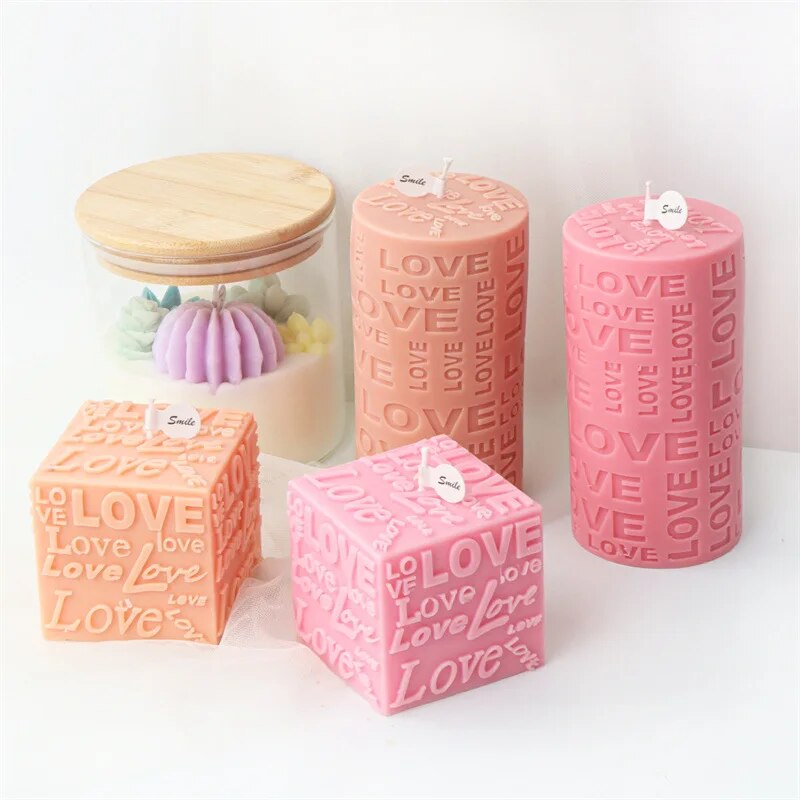 LOVE Cube & Cylindrical Candles Mould