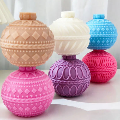 Rococo-style Linear Ball Baubles Candle Mould