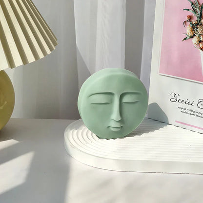 Circular Face Closed Eyes Silicone Candle Mould