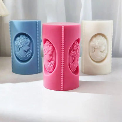 Girl portrait column candle Mould