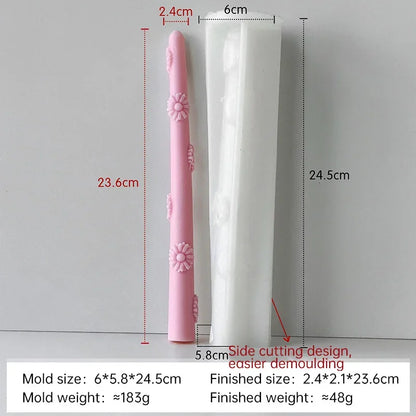 Flowers Pattern Candle Stick Silicone Mould