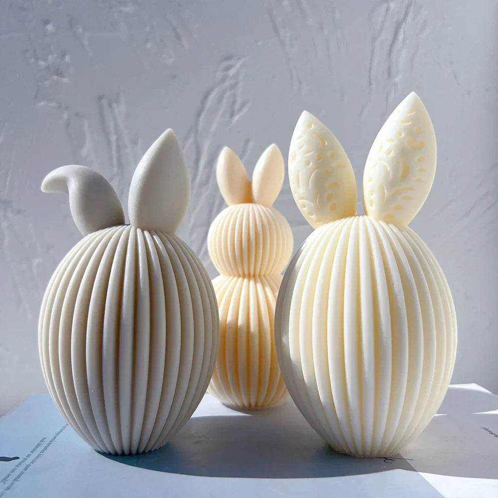 Ribbed Egg Rabbit Ear Candle Mould