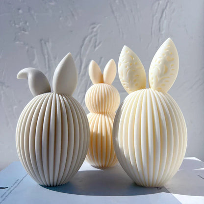 Ribbed Egg Rabbit Ear Candle Mould