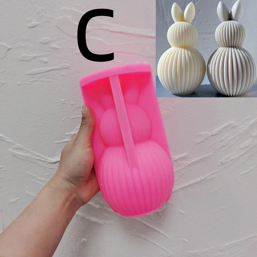 Ribbed Egg Rabbit Ear Candle Mould