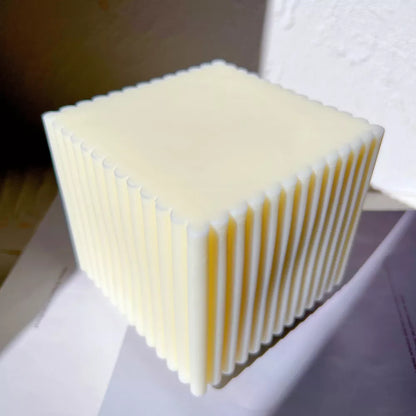 Big Size Ribbed Square Cube Candle Mould