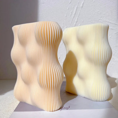 Wave Twirl Rectangle Ribbed Candle Moulds