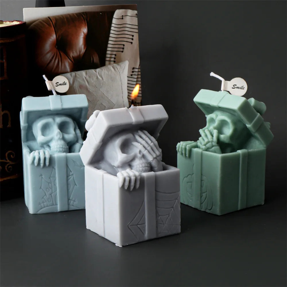 Skull Head Gift Box Candle Silicone Mould