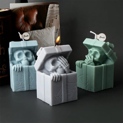 Skull Head Gift Box Candle Silicone Mould