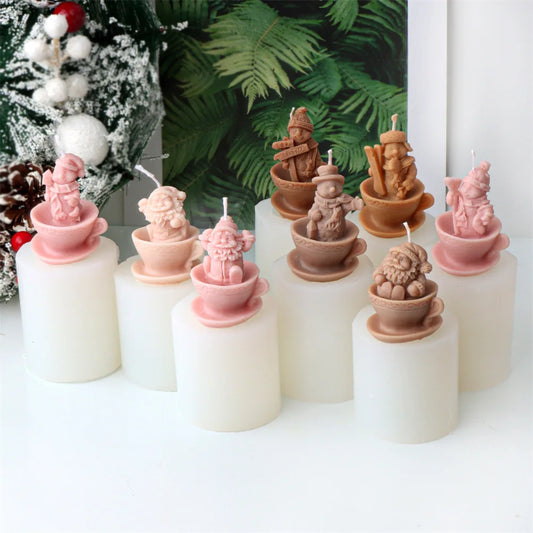 Christmas Mini Santa Cups Silicone Candle Mould - 8 Style