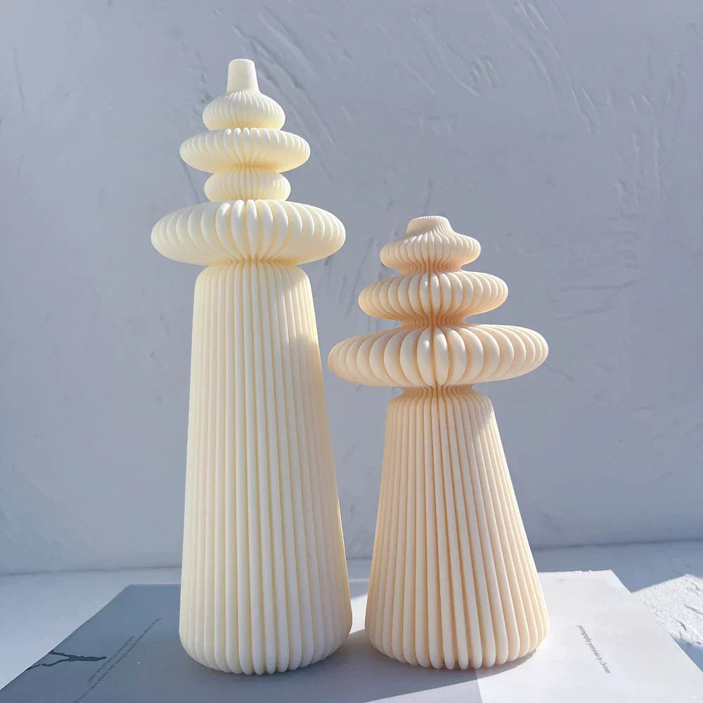 Cylindrical Striped Pillar Candle Mould
