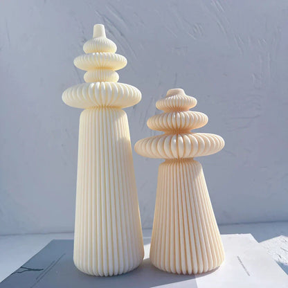 Cylindrical Striped Pillar Candle Mould