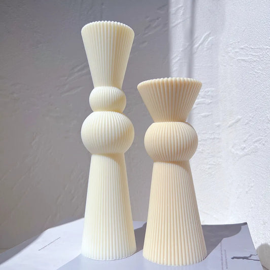 Aesthetic Roman Ribbed Pillar Candle Mould