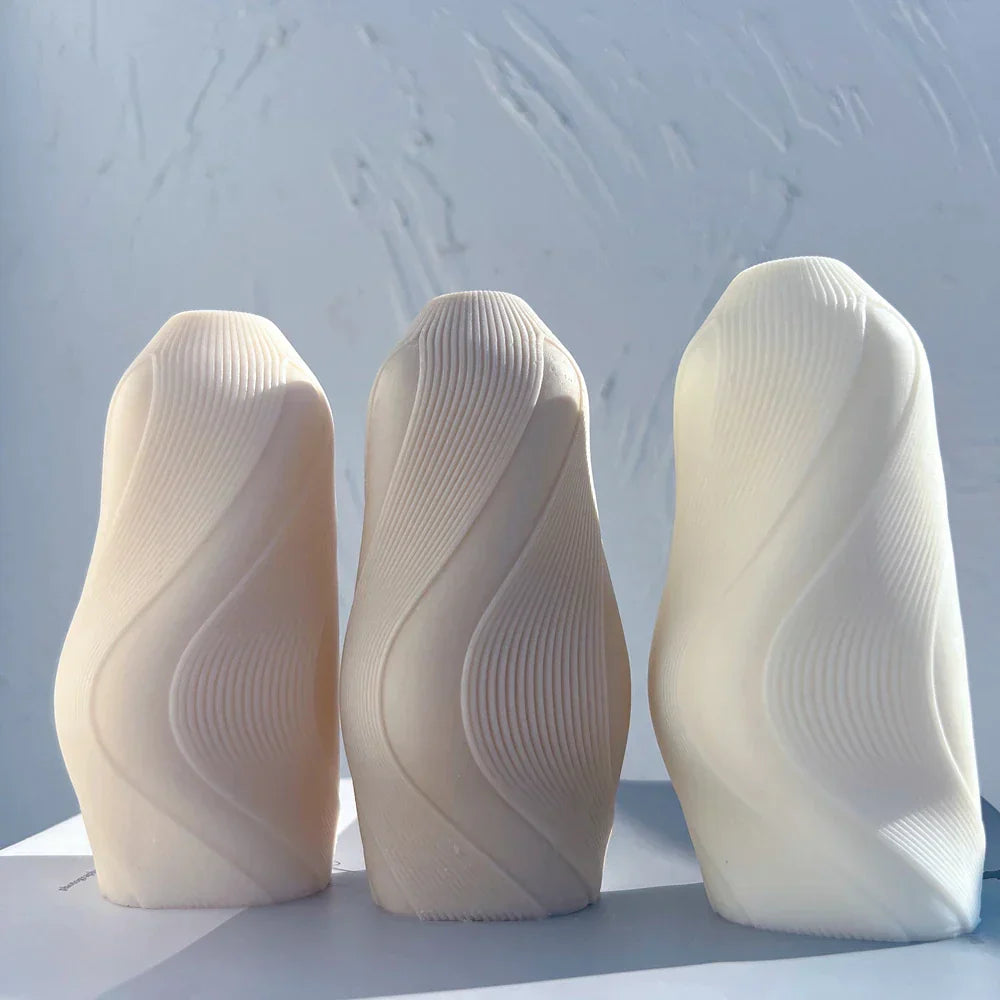 Unique Wave Twirl Ribbed Candle Mould
