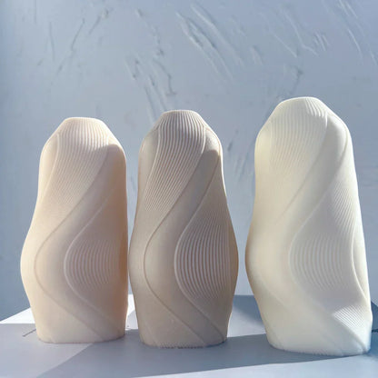 Unique Wave Twirl Ribbed Candle Mould
