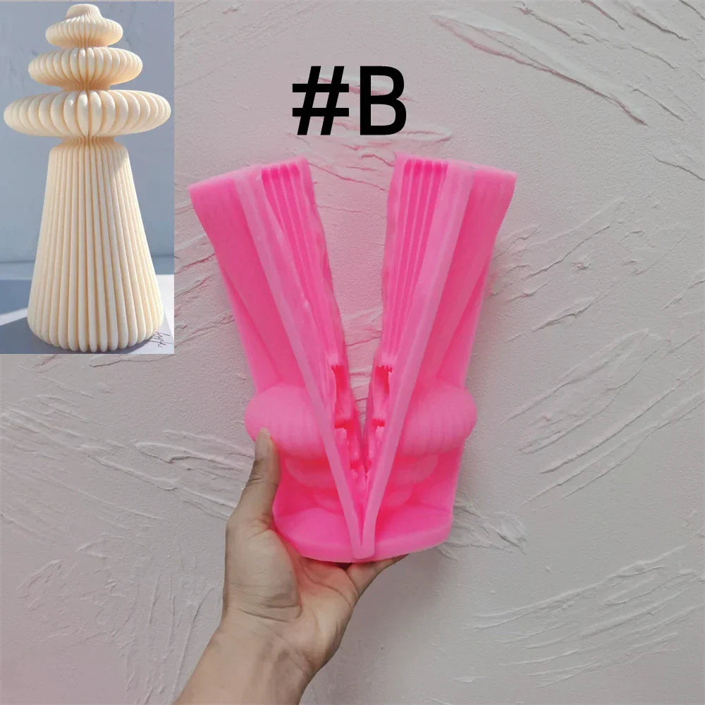 Cylindrical Striped Pillar Candle Mould