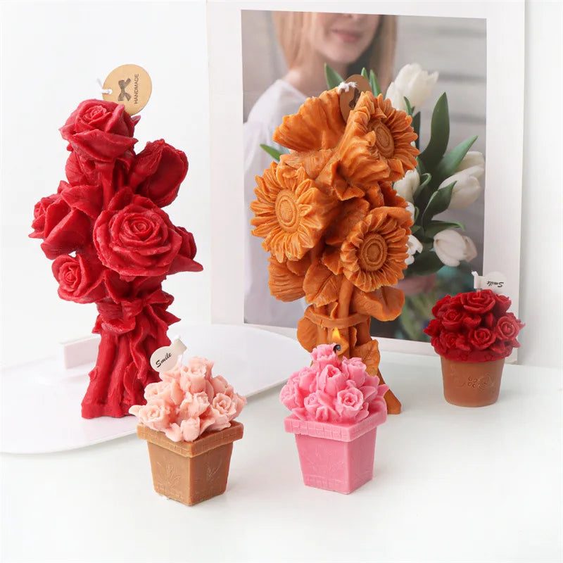 Sunflower and Rose Bouquet Candle Mould
