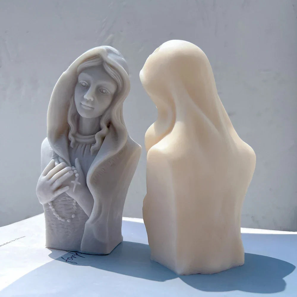 Praying Virgin Mary Sculpture Silicone Candle Mould