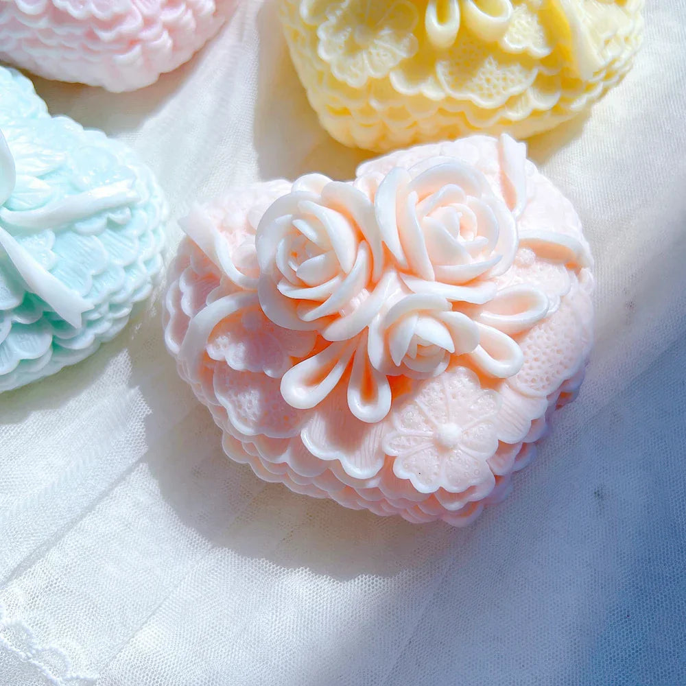 Rose Flower Lace Heart Candle Mould Valentine's Day Gift