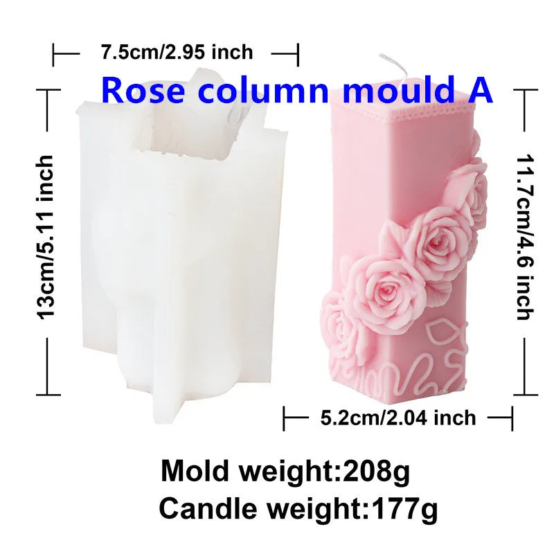 Rose Column Candle Silicone Mould